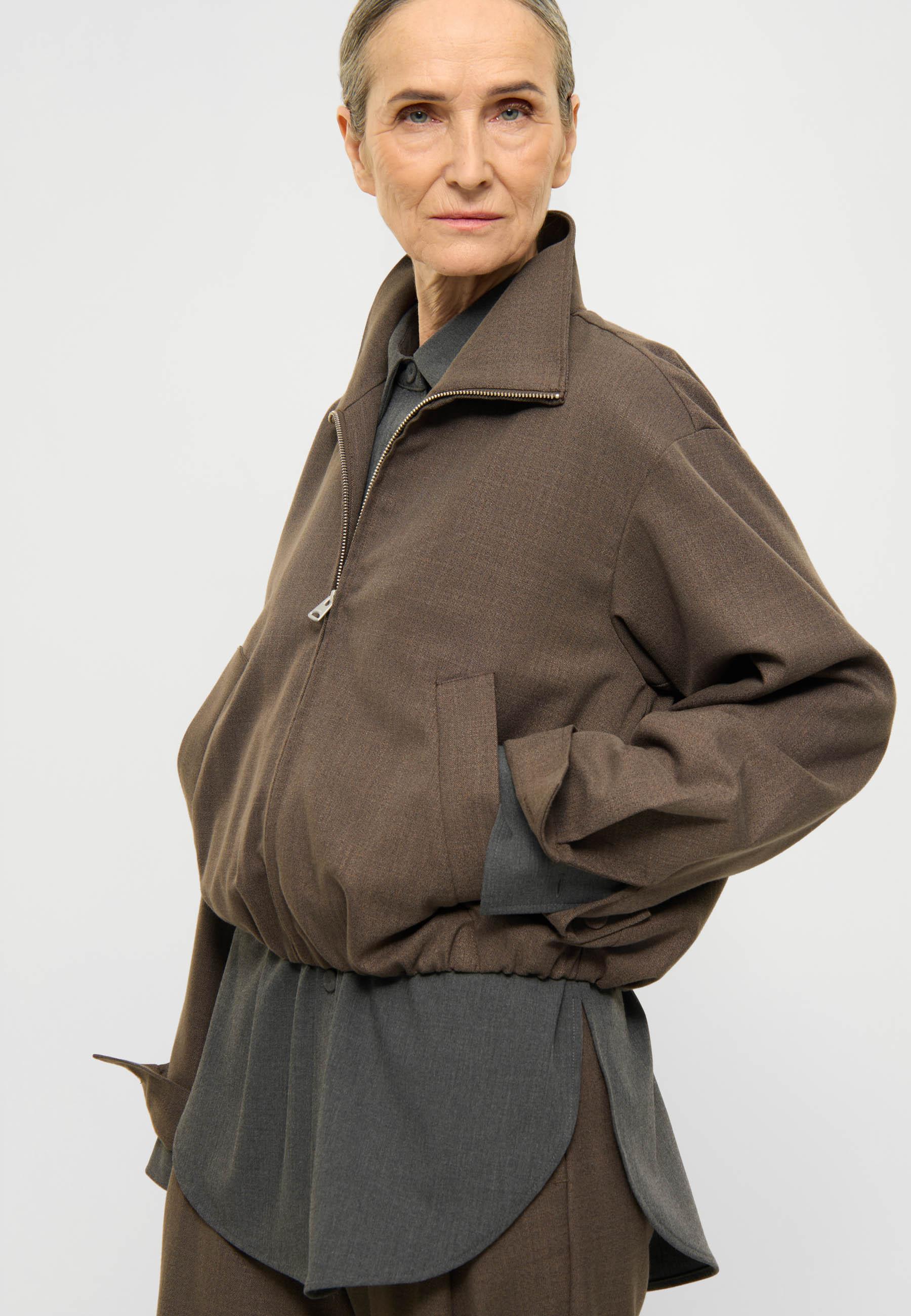 Elvine Enya Overshirt Brown Melange Damen Jacke Blouson braun